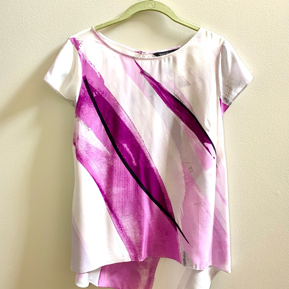White House Black Market silk printed top, size M